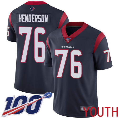 Houston Texans Limited Navy Blue Youth Seantrel Henderson Home Jersey NFL Football #76 100th Season Vapor Untouchable